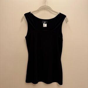 Libra Vintage Chic Black Square Neck Tank Top